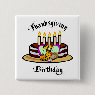 Thanksgiving Birthday Vierkante Button 5,1 Cm