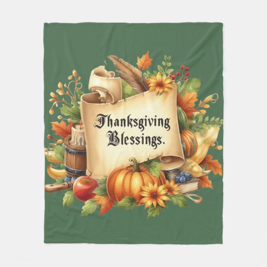 Thanksgiving Blessing Fleece Blanket (Voorkant)