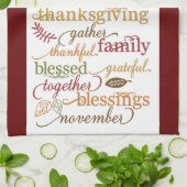 Thanksgiving Blessings Burgundy Kitchen Towel Theedoek (Gevouwen)