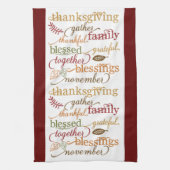 Thanksgiving Blessings Burgundy Kitchen Towel Theedoek (Verticaal)