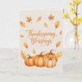 Thanksgiving Blessings Card – Cozy Autumn Watercol Kaart (Gele Bloem)