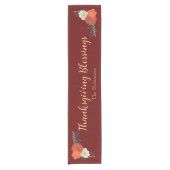 Thanksgiving Blessings Personalized Herfst Floral Korte Tafelloper (Voorkant)