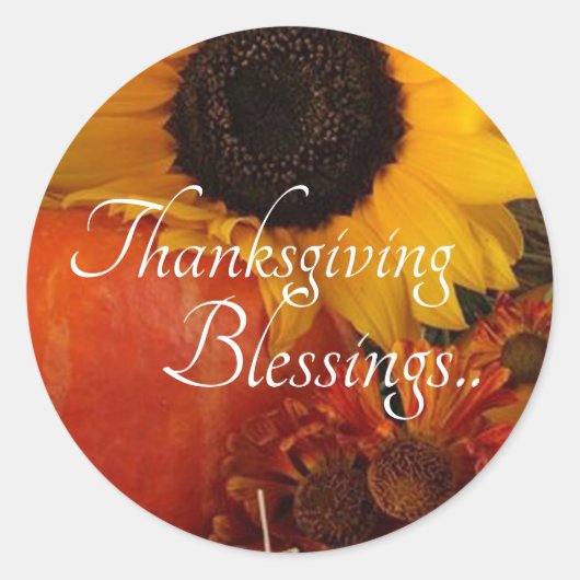 Thanksgiving Blessings Ronde Sticker (Voorkant)