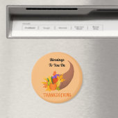 Thanksgiving Blessings Round Magnet (In Situ (Lave-vaisselle))