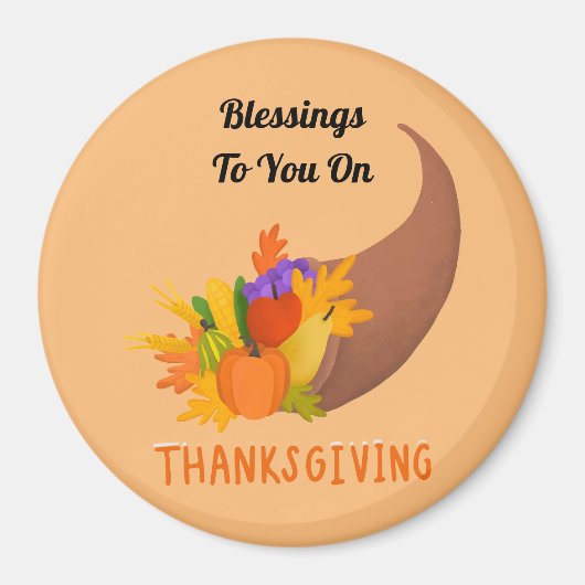 Thanksgiving Blessings Round Magnet (Devant)