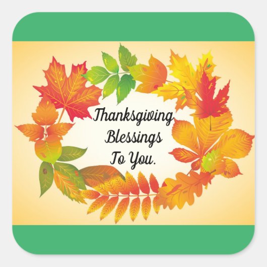 Thanksgiving Blessings Vierkante Sticker (Voorkant)