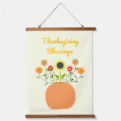 Thanksgiving Bloemen in Pompoen Custom Hangend Wandkleed (Voorkant)