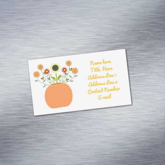Thanksgiving Bloemen in Pompoen Custom Magnetisch Visitekaartje (Voorbeeld)