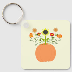 Thanksgiving Bloemen in Pompoen Custom Sleutelhanger
