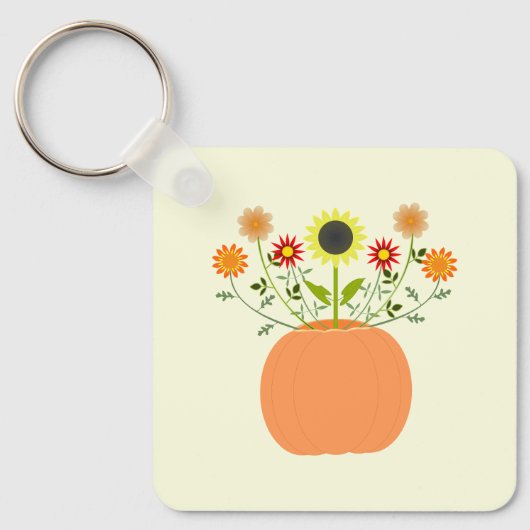 Thanksgiving Bloemen in Pompoen Custom Sleutelhanger (Voorkant)