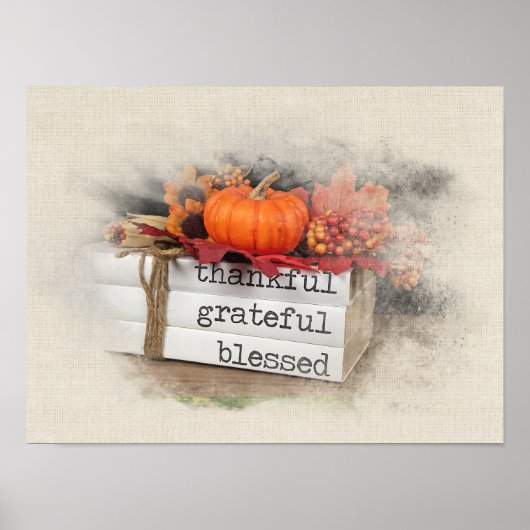 Thanksgiving Boeken met pompoen Poster (Voorkant)