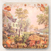 Thanksgiving boeren oogsten thuis bier onderzetter (Voorkant)