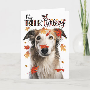 Thanksgiving Borzoi Dog Laten we het over Turkije  Feestdagen Kaart