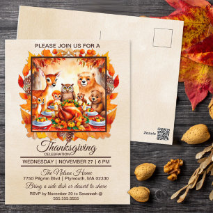 Thanksgiving bosdieren herfstbladeren briefkaart