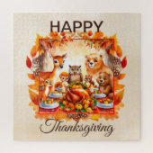 Thanksgiving bosdieren herfstbladeren legpuzzel (Verticaal)