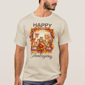 Thanksgiving bosdieren herfstbladeren t-shirt (Voorkant)