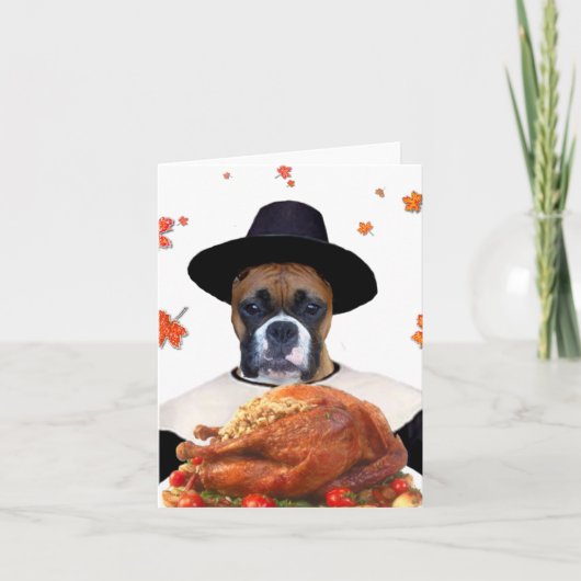 Thanksgiving boxer dog notecard feestdagen kaart (Voorkant)