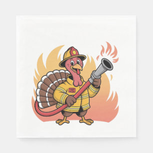 Thanksgiving brandweerman Turkije voor het eerst g Servet