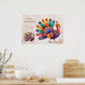 Thanksgiving Bright Feathers Turkije Poster (Keuken)
