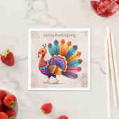 Thanksgiving Bright Feathers Turkije servetten (Insitu)