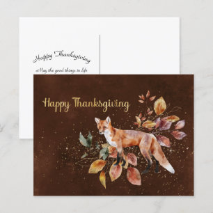 Thanksgiving Brown Fox laat zaken over Feestdagenkaart