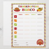 Thanksgiving Bunco Party Game Score Kaart (Voorkant / Achterkant)