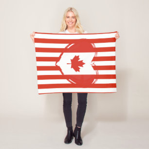 Thanksgiving Canada – Rode hart en strepen Fleece Deken