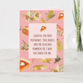 Thanksgiving Card - Funny brengt pompoentaart mee Kaart (Voorkant)