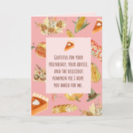 Thanksgiving Card - Funny brengt pompoentaart mee Kaart