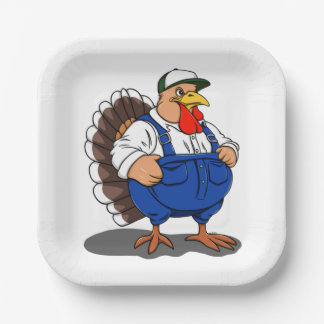 Thanksgiving, Cartoon Boer Turkije, Papieren Bordje