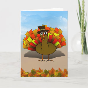 Thanksgiving Cartoon Turkije Pilgrim Feestdagen Kaart
