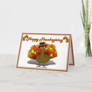 Thanksgiving Cartoon Turkije Pilgrim Feestdagen Kaart