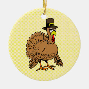 Thanksgiving Cartoon Turkije Pilgrim Keramisch Ornament