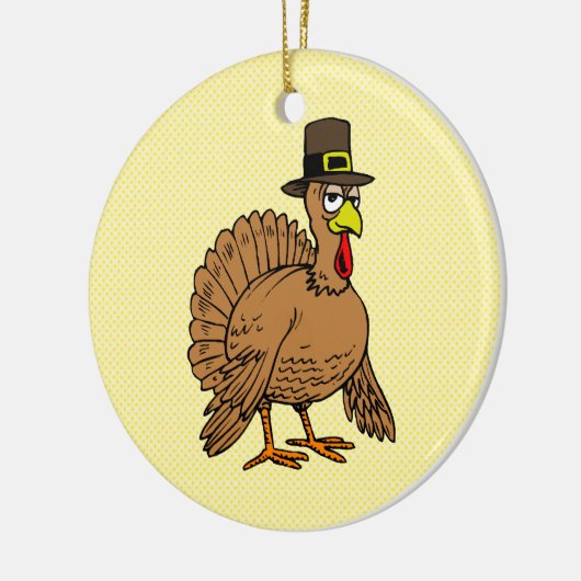 Thanksgiving Cartoon Turkije Pilgrim Keramisch Ornament (Links)