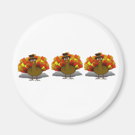 Thanksgiving Cartoon Turkije Pilgrim Magneet (Voorkant)