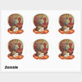  Thanksgiving Cartoon Turkije Ronde Sticker (Vel)