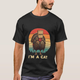 Thanksgiving Cat Meow-velousFunny Turkey Fake Cat T-shirt