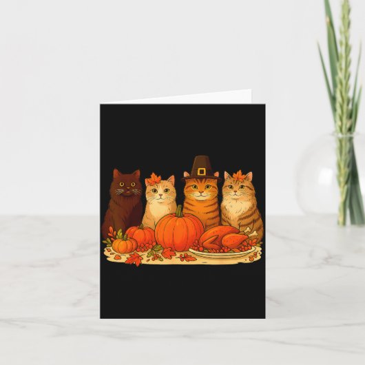 Thanksgiving Cats Dinner Pumpkin Autumn Men Women  Kaart (Voorkant)