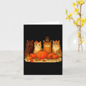 Thanksgiving Cats Dinner Pumpkin Autumn Men Women  Kaart (Gele Bloem)