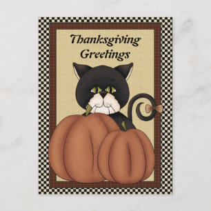 Thanksgiving Cats saluant carte postale