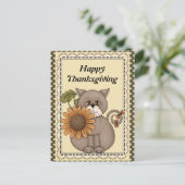Thanksgiving Chat saluant carte postale (Debout devant)