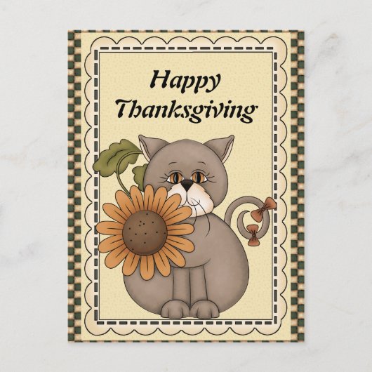 Thanksgiving Chat saluant carte postale (Devant)
