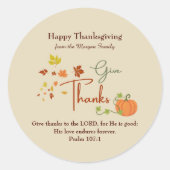 Thanksgiving Christelijk | Aangepaste envelopverze Ronde Sticker (Voorkant)