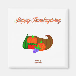 Thanksgiving Cornucopia 2 inch Square Magnet Magneet