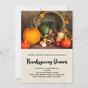 Thanksgiving Cornucopia Bounful Harvest Dinner Kaart