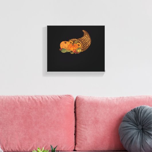 Thanksgiving Cornucopia Classic T-shirt Canvas Afdruk (Insitu (Woonkamer))