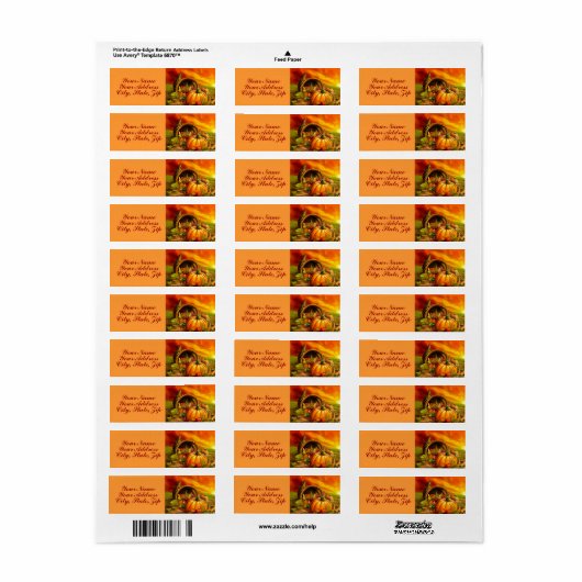 Thanksgiving Cornucopia Etiket (Full Sheet)