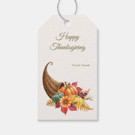 Thanksgiving Cornucopia Gift Label Cadeaulabel