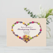 Thanksgiving Cornucopia Heart Dinner Kaart (Staand voorkant)