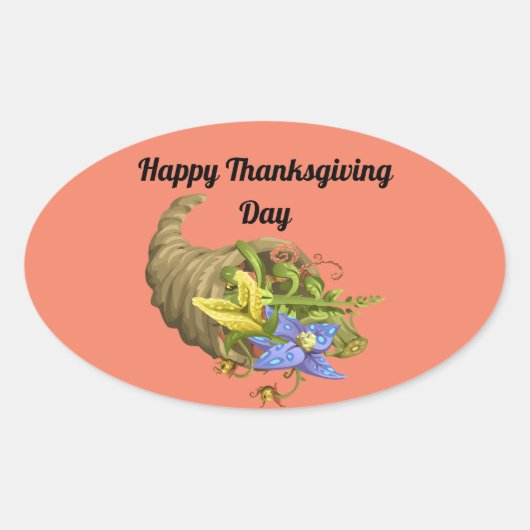 Thanksgiving Cornucopia met bloemen Sticker (Voorkant)